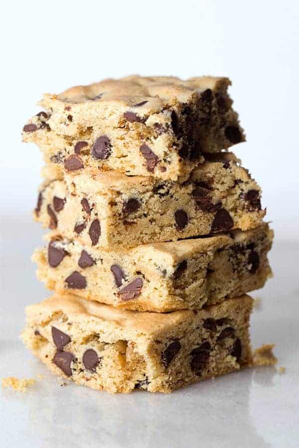 Gluten-Free Chocolate Chip Cookie Bars in a stack.