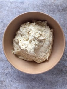 Bowl of gluten-free Italian Easter bread dough.