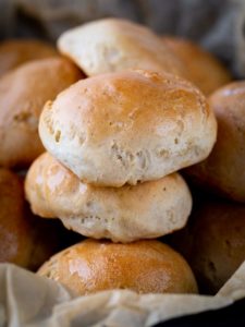 Basket of gluten-free soft rolls.