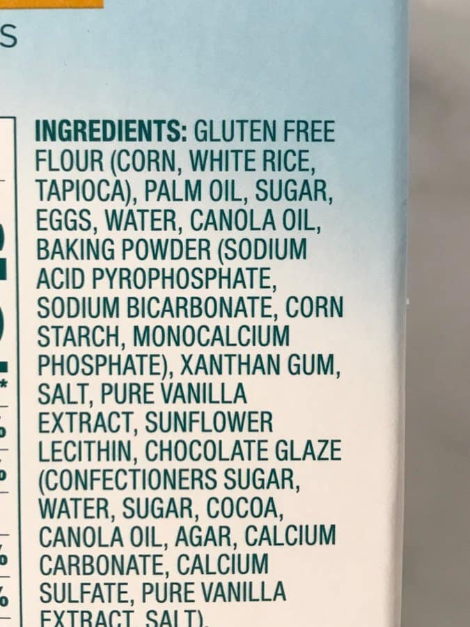 Aldi Gluten-Free Chocolate Frosted Doughnut Ingredient Label
