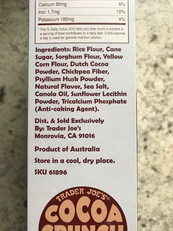 Trader Joe's Cocoa Crunch Cereal Ingredients