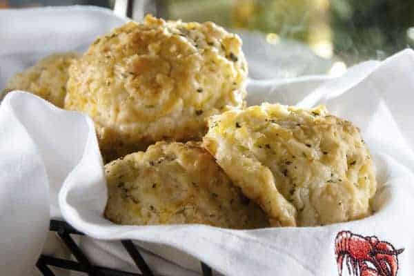 Baked Cheddar Bay Biscuits in a Basket