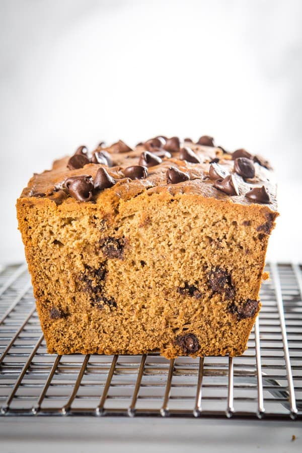 Gluten Free Peanut Butter Banana Bread with Chocolate Chips Gluten