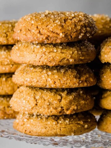 Stack of gluten-free molasses cookies.