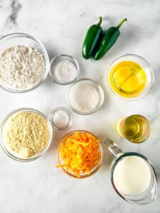 Ingredients for Gluten-Free Jalapeño Cheddar Cornbread