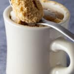 White mug with gluten-free spice mug cake