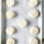 Gluten-free biscuits on a pan.