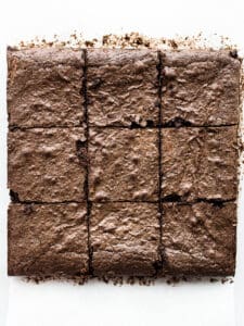 Gluten-free brownies cut into squares.
