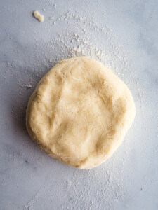 Gluten-free pie dough on the counter.
