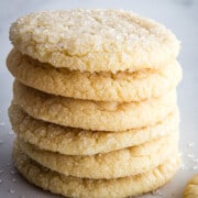 Gluten-free sugar cookies in a stack.