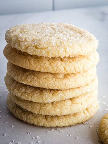 Gluten-free sugar cookies in a stack.