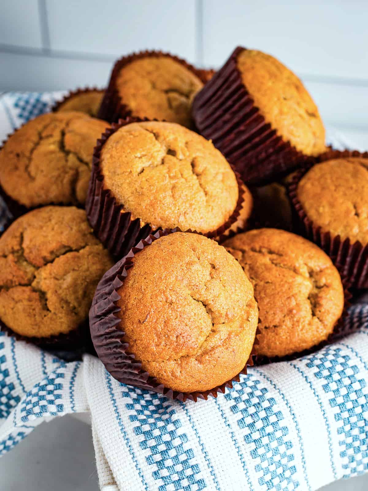 A basket of gluten-free banana muffins.