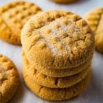 Stack of gluten-free peanut butter cookies.